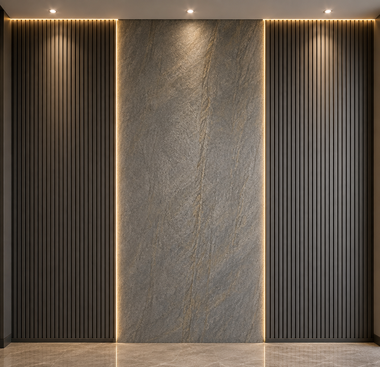 Flexible 3D decorative panel combinations in home interiors in the bathroom interior