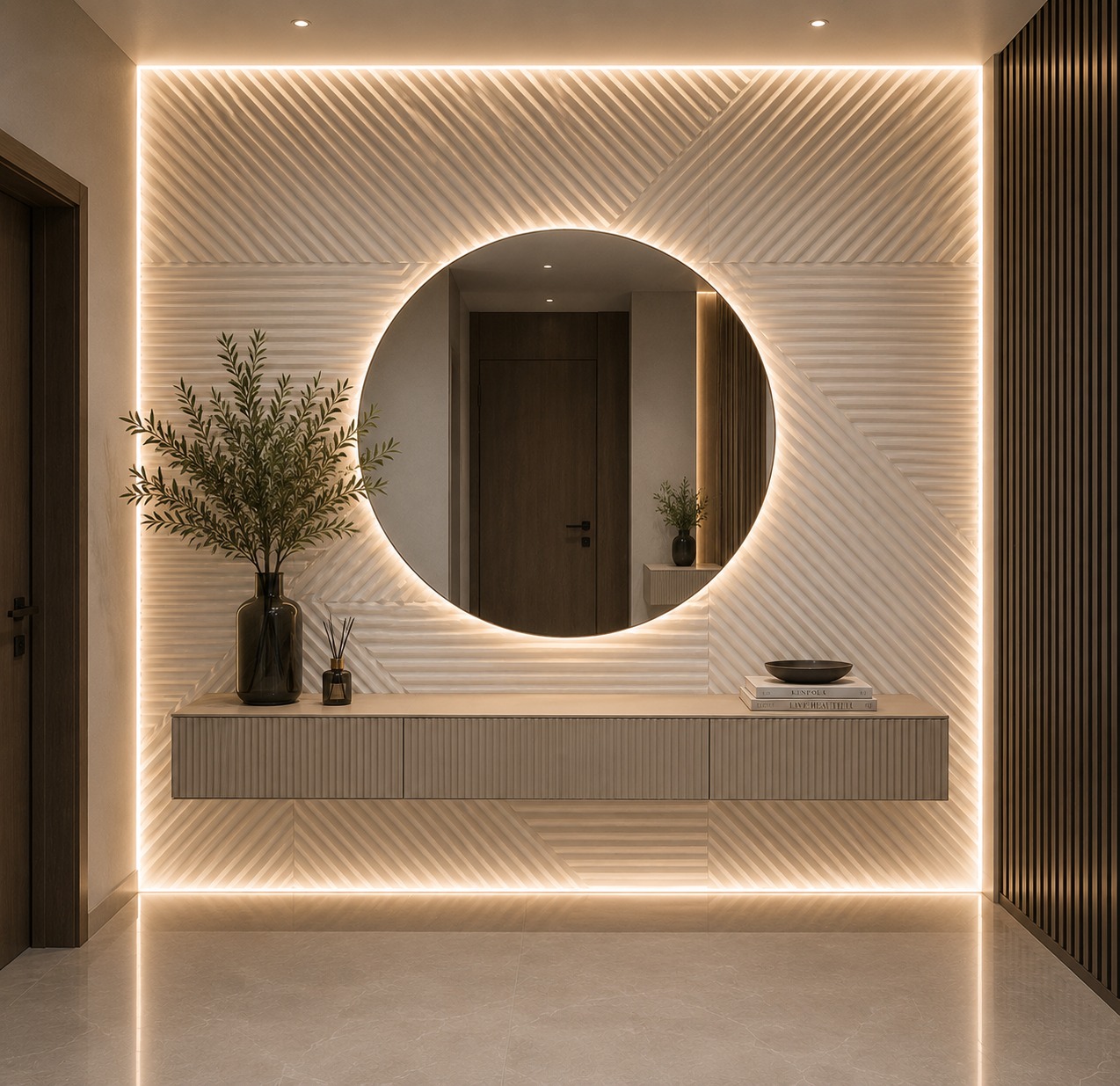 Flexible panels in the bathroom interior